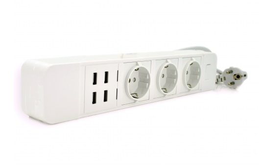 Мережевий фільтр Voltronic WiFi (ТВ-Т09/17464) 3 розетки, 4 USB, 2 м, White