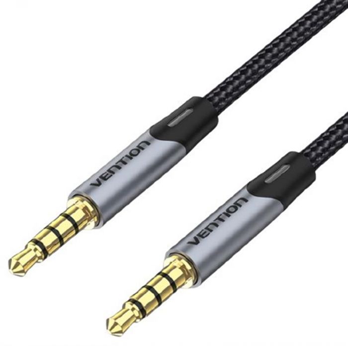 Кабель Vention Audio 3.5 mm - 3.5 mm 1.5 m, Metal Type, Silver (BAQHG)