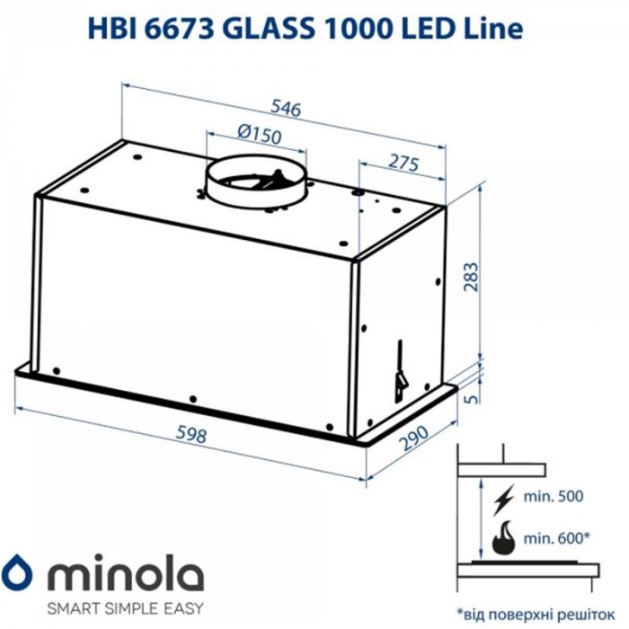 Витяжка Minola HBI 6673 BL GLASS 1000 LED Line