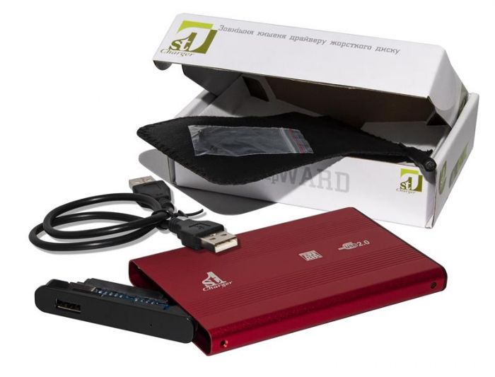 Зовнішня кишеня 1StCharger SATA HDD/SSD 2.5", USB 2.0, Red (HDE1STU2520BR)