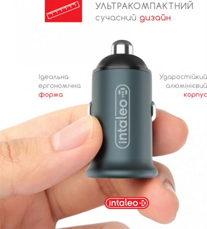 Автомобільний зарядний пристрій Intaleo CCGQPD238 (2USB, 3A) Grey (1283126509971)