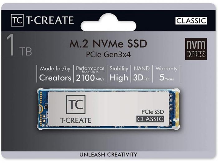 Накопичувач SSD 1TB Team T-Create Classic M.2 2280 PCIe 3.0 x4 3D TLC (TM8FPE001T0C611)