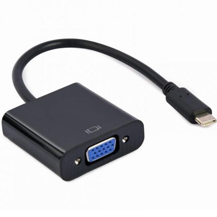 Адаптер Cablexpert USB Type-C - VGA (M/F), 0.15 м, чорний (A-CM-VGAF-01)