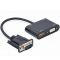 Адаптер Cablexpert VGA - HDMI+VGA (M/F), 0.15 м, Black (A-VGA-HDMI-02)