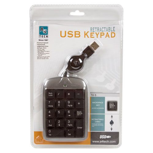 Цифровий клавiатурный блок A4Tech TK-5 Silver/Black USB