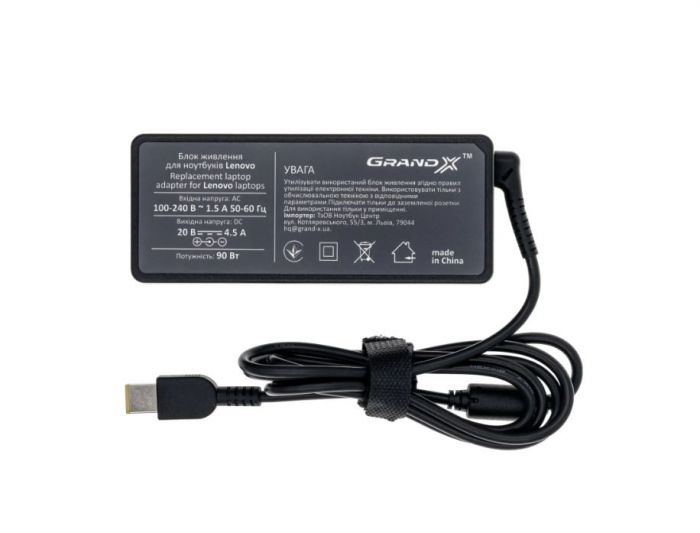 Блок живлення для ноутбука Lenovo (20V 4,5A 90W) Square (ACLEL90WSQ) + кабель живлення 1.2м