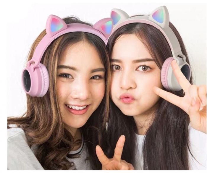Bluetooth-гарнітура Hoco W27 Cat Ear Grey/Pink (W27GP)