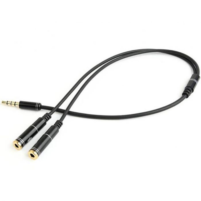 Аудіо-кабель Cablexpert 3.5 мм - 2х3.5 мм (M/F), 0.2 м, чорний (CCA-417M)