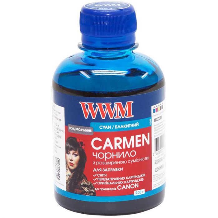 Чорнило WWM Universal Carmen для Сanon серій PIXMA iP/iX/MP/MX/MG Cyan (CU/C) 200г