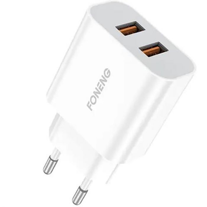 Мережевий зарядний пристрій Foneng EU45 Dual USB Charger (2USBх2.4A) White (EU45-CH-TC) + кабель USB Type C