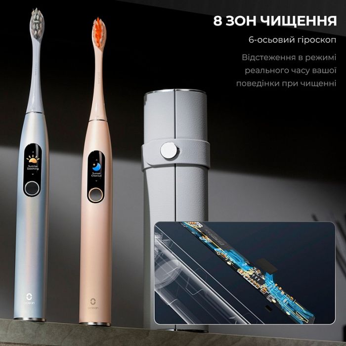 Розумна зубна електрощітка Oclean X Pro Digital Electric Toothbrush Champagne Gold (6970810552553)