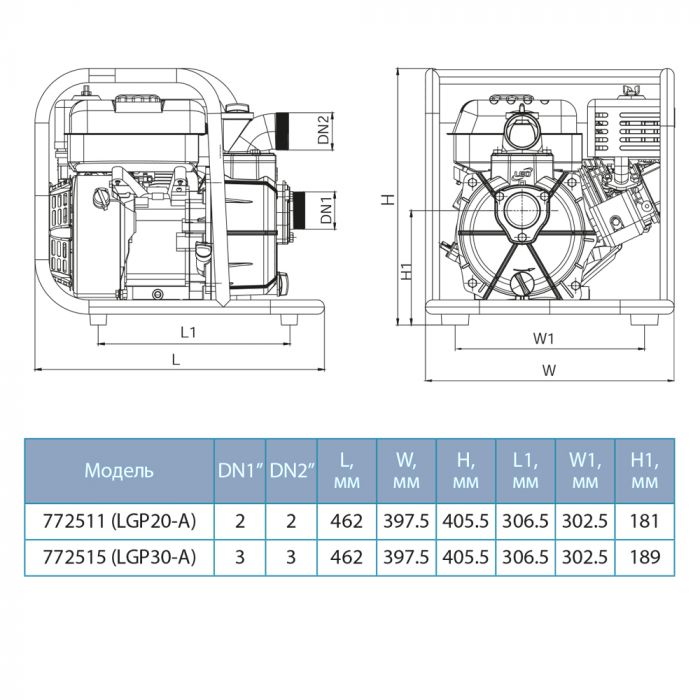 Мотопомпа 6.5 к.с. Hmax 30м Qmax 60м³/год (4-х тактний) LEO LGP30-A (772515)