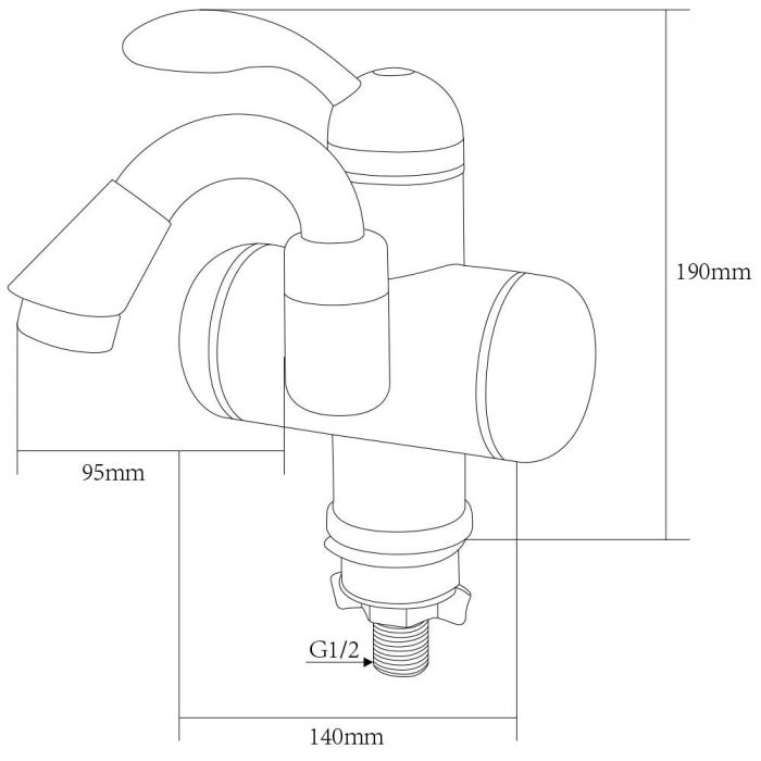 Кран-водонагрівач проточний LZ 3.0кВт 0.4-5бар для раковини гусак вигнутий на гайці AQUATICA LZ-5A111W (9795003)