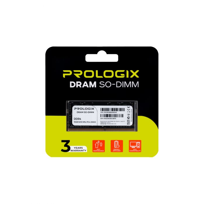 Модуль пам`ятi SO-DIMM DDR4 16GB/3200 Prologix (PRO16GB3200D4S)