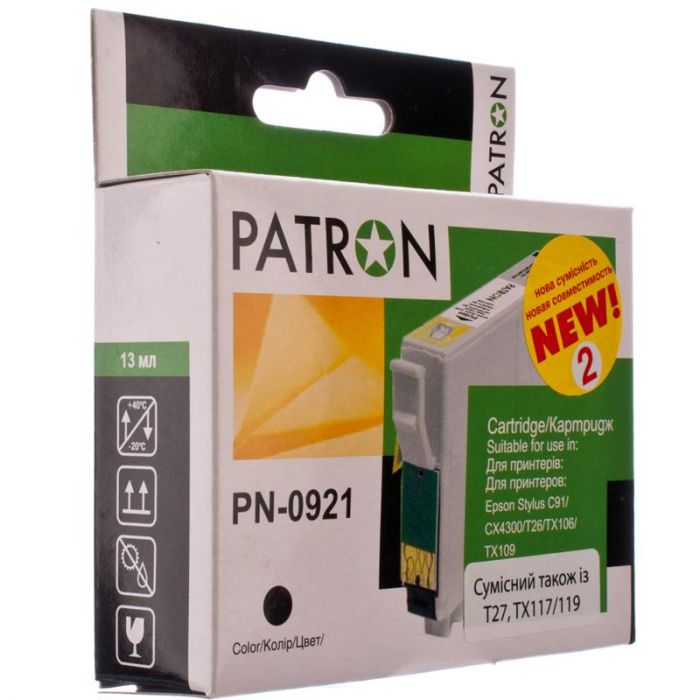 Картридж Patron (PN-0921) (№2) Epson Stylus C91, CX4300, T26/T27, TX106/109/117/119 Black (T09214A)