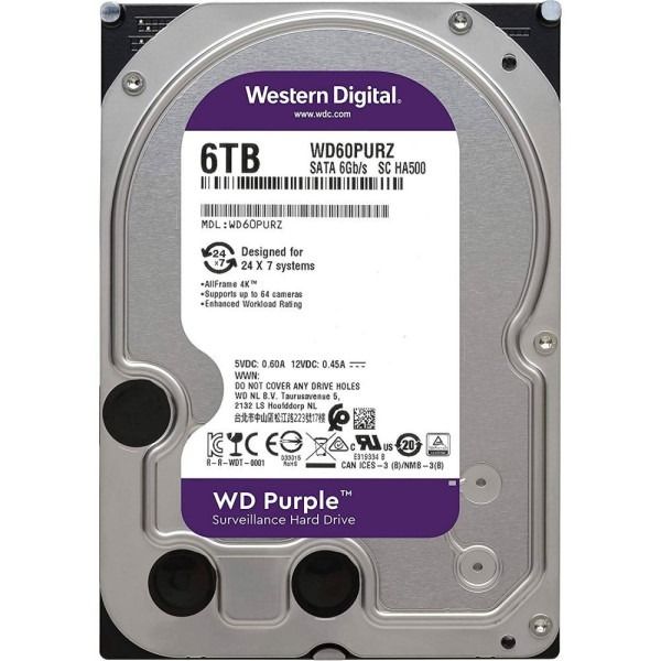 Накопичувач HDD SATA 6.0TB WD Purple 5400rpm 256MB (WD64PURZ)