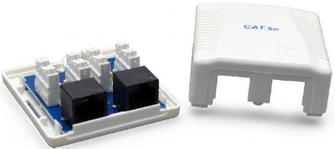 Розетка Cablexpert (NCAC-2U5E-01) 2хRJ-45, Cat5Е, зовнішня, біла