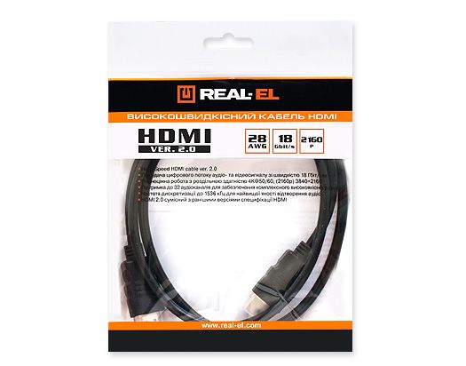 Кабель REAL-EL (EL123500011) HDMI-HDMI M/M v2.0 1м