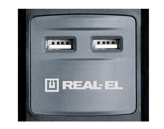 Фільтр живлення REAL-EL RS-3 USB CHARGE 1.8m Black