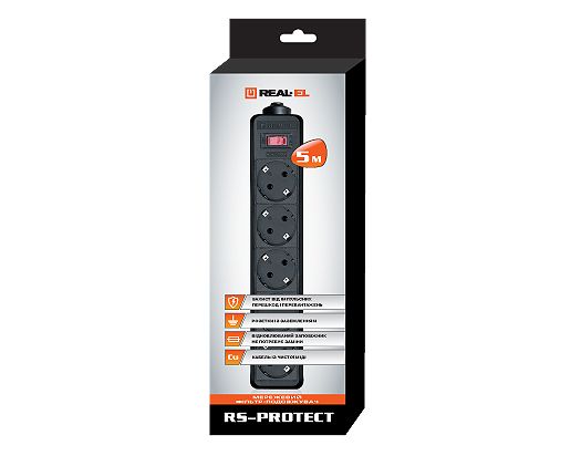 Фільтр живлення REAL-EL RS-PROTECT 1.8m Black