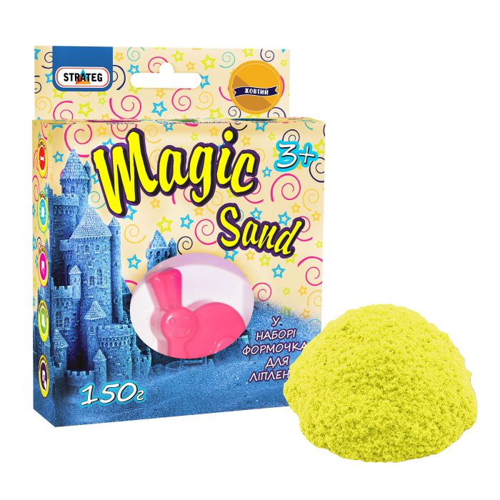 Кінетичний пісок Strateg Magic Sand жовтий з формочкою 150 г (39306)