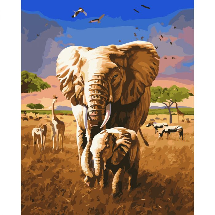 Картина за номерами Strateg ПРЕМІУМ Жителі Африки з лаком розміром 40х50 см VA-3746