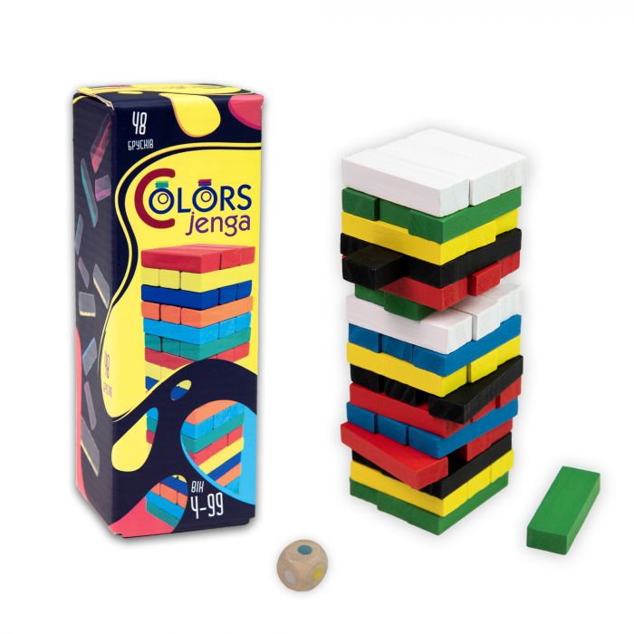 Настільна гра Strateg Дженга "Colors Jenga" 48 брусків (30717)