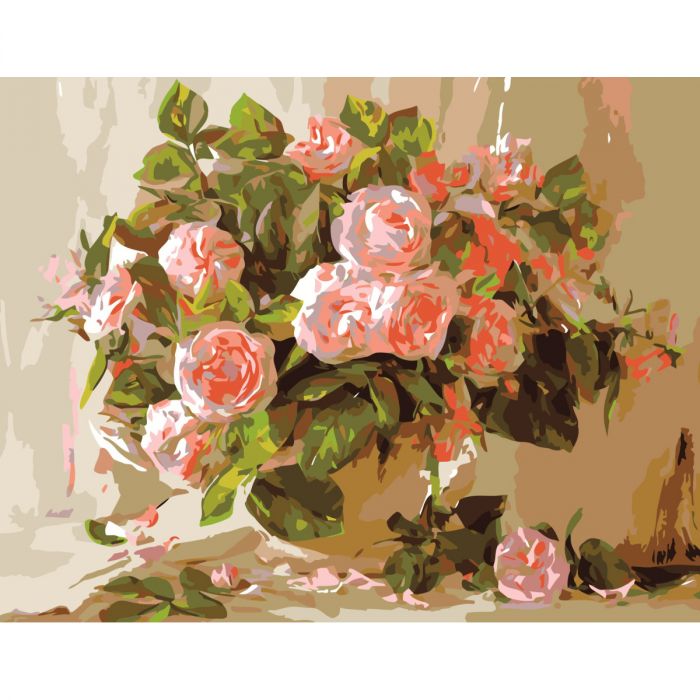 Картина за номерами Strateg ПРЕМІУМ Ніжність троянд розміром 40х50 см (GS116)