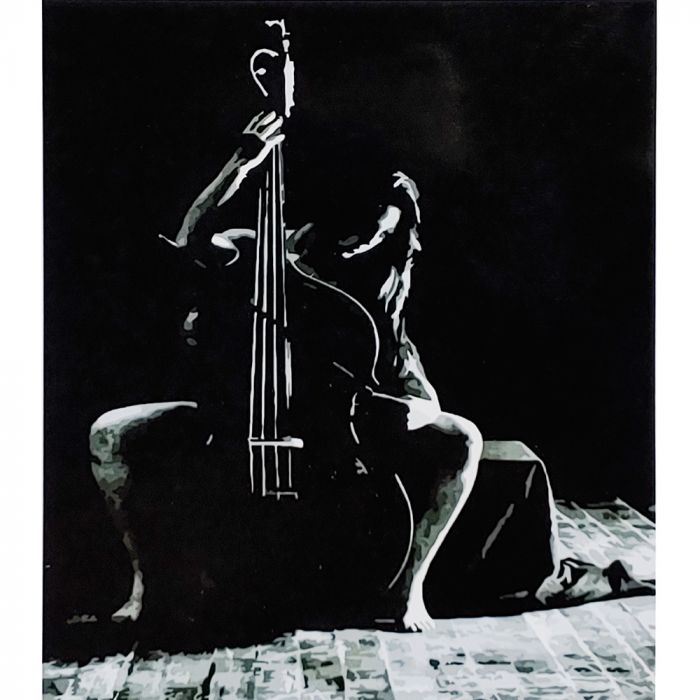 Картина за номерами Strateg ПРЕМІУМ Віолончель та музикантка з лаком розміром 30х40 см (SS-6552)