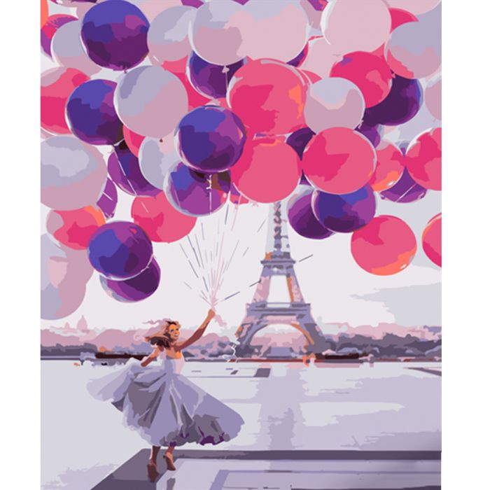 Картина за номерами Strateg ПРЕМІУМ Кульки у Парижі розміром 40х50 см (HH016)