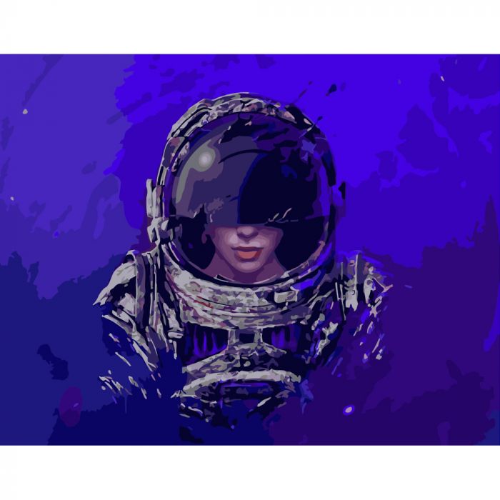 Картина за номерами Strateg ПРЕМІУМ Загадковий космонавт розміром 40х50 см (GS363)