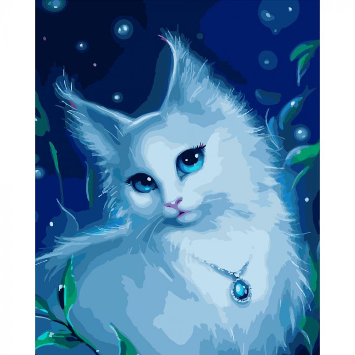 Картина за номерами Strateg ПРЕМІУМ Магічна кішка розміром 40х50 см (GS370)