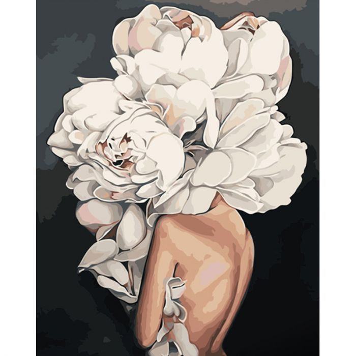 Картина за номерами Strateg ПРЕМІУМ Дівчина-квітка розміром 40х50 см (GS1139)