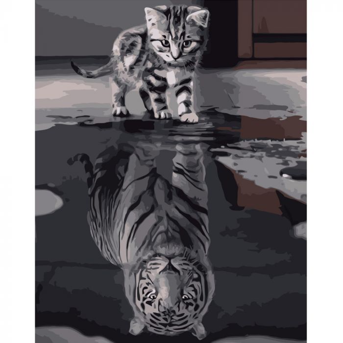 Картина за номерами Strateg  Кіт і тигр без підрамника розміром 40х50 см (BR007)