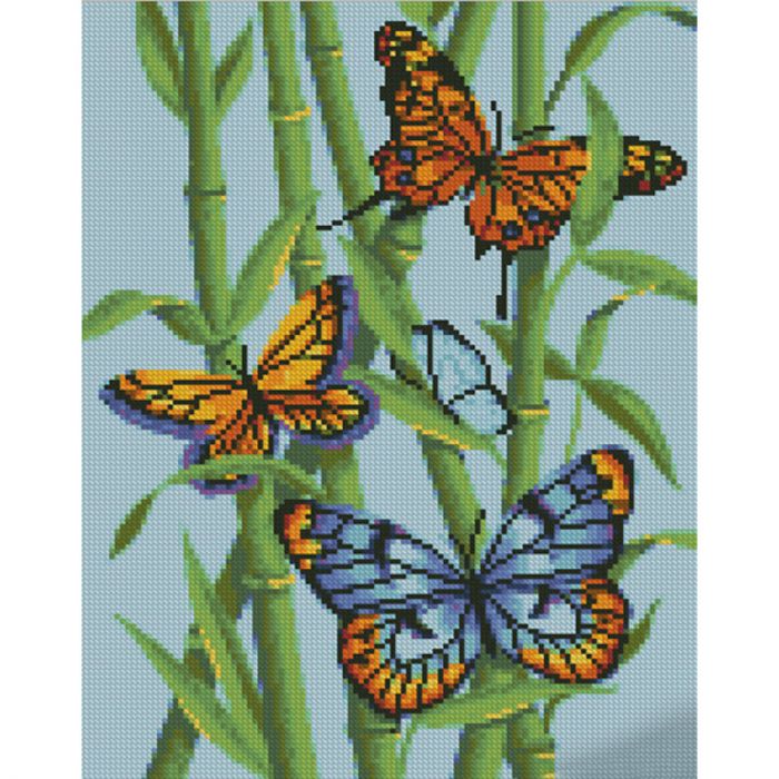Алмазна мозаїка Strateg ПРЕМІУМ Метелики на стеблях розміром 30х40 см (KB036)