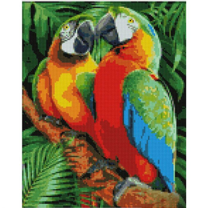 Алмазна мозаїка Strateg ПРЕМІУМ Яскраві папуги розміром 30х40 см (KB126)