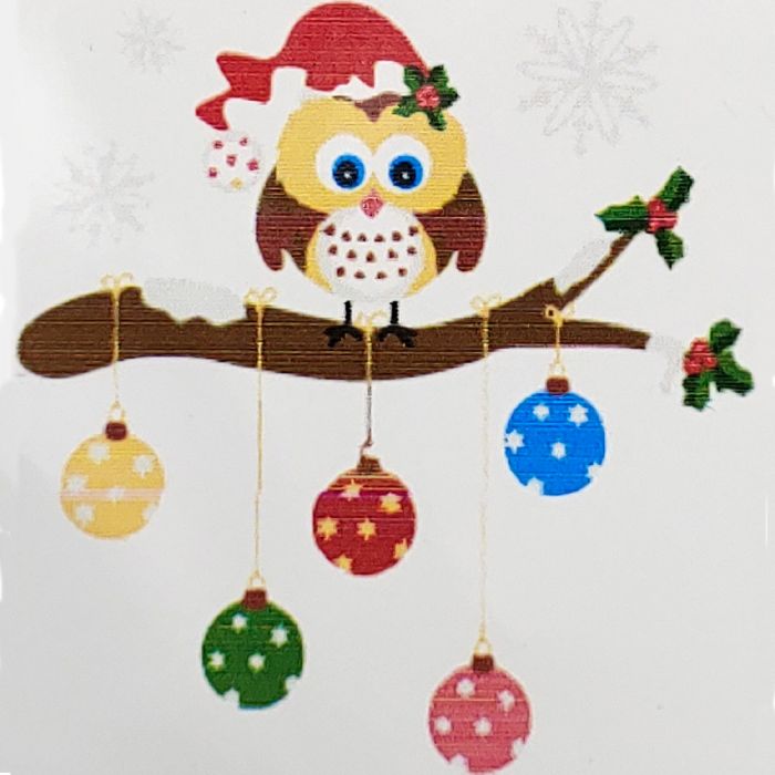 Картина за номерами Strateg  Сова на дереві з новорічними шарами розміром 20х20 см (НН6330)