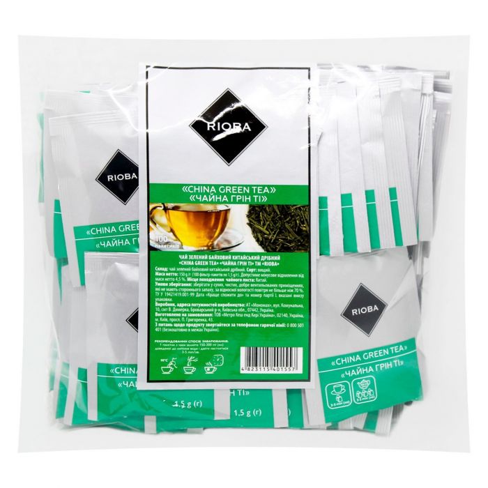 Чай Rioba китайський зелений байховий дрібний 100*1.5г/уп