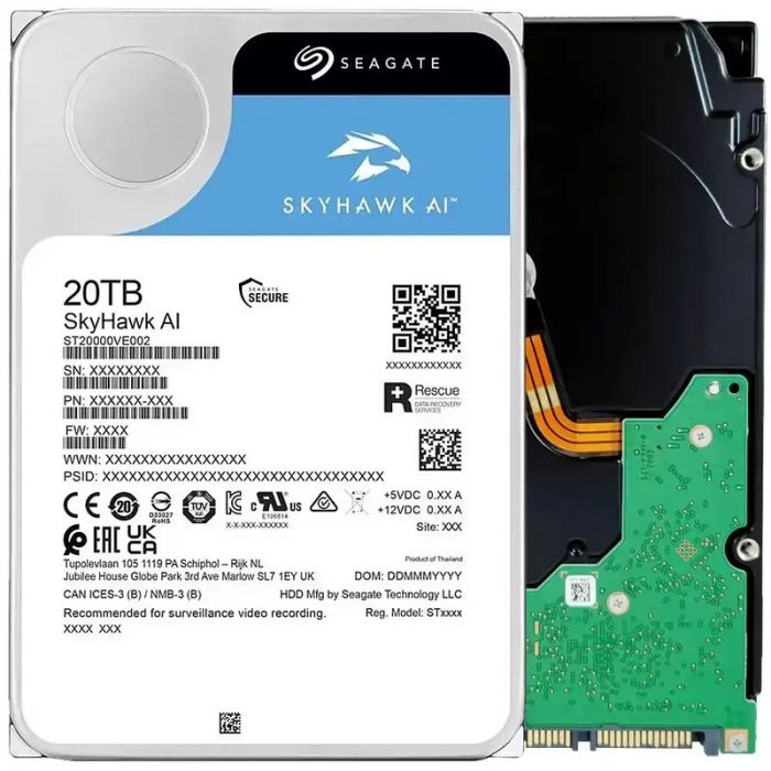 Накопичувач HDD SATA 20.0TB Seagate SkyHawk AI Surveillance 7200rpm 256MB (ST20000VE002)
