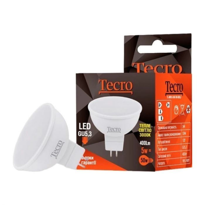 Лампа світлодіодна Tecro 5W GU5.3 3000K (TL-MR16-5W-3K-GU5.3)