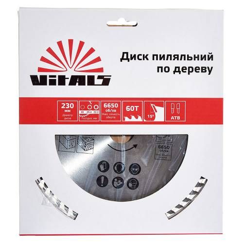 Диск пиляльний Vitals по дереву 230x30/25.4/22.2, ATB 60