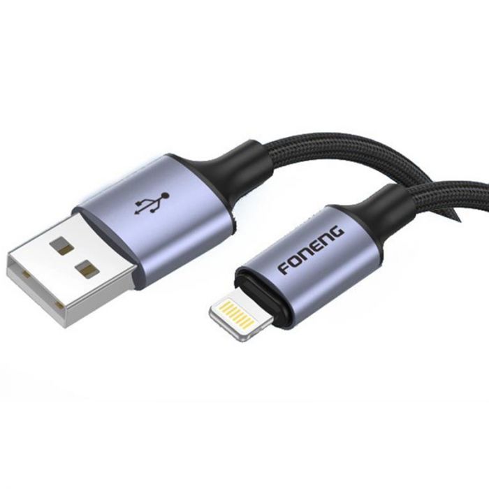 Кабель Foneng X95 Metal Head Braided Cable (3A) USB - Lightning (M/M), 1.2 м, Black (X95-CA-IP)